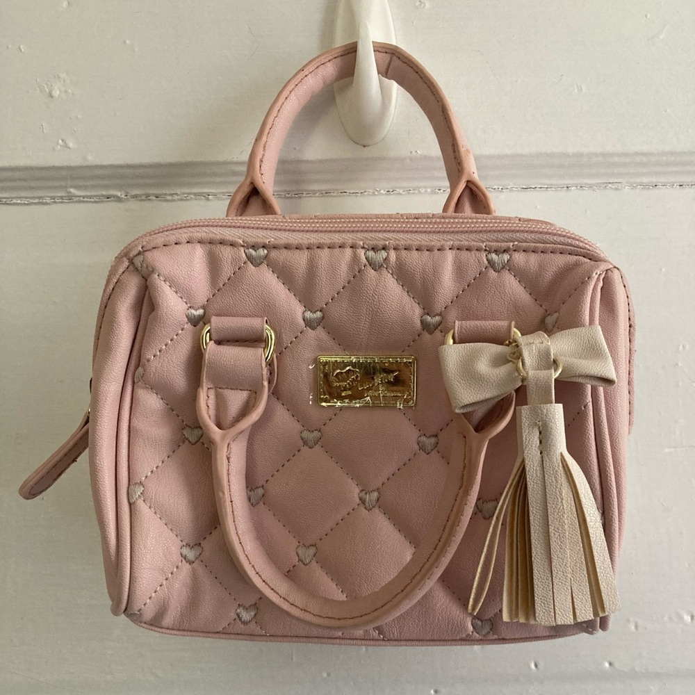 NWOT Betsey Johnson Pink Mini Bag with Gold Accents - Picture 10 of 16